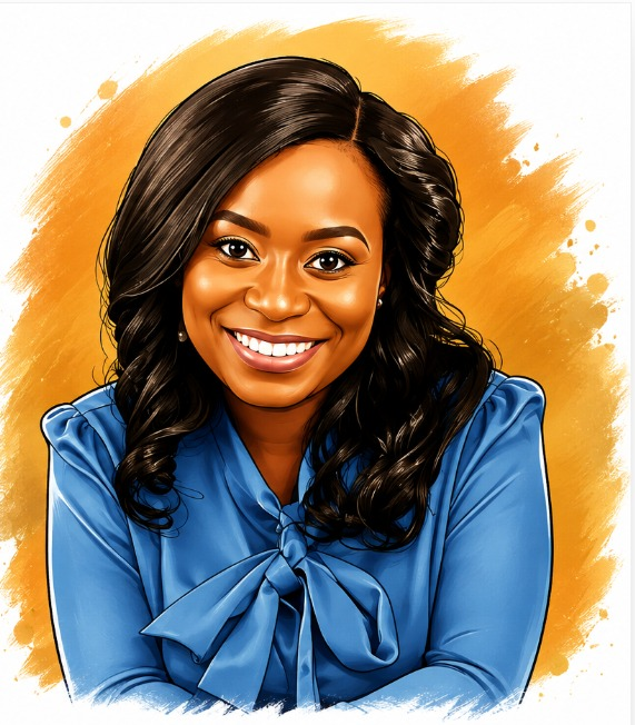 Illustrated portrait of Omolade Adeniyi, founder of Christian Women Community